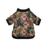 Horse head wild roses pattern All Over Print Pet Dog Round Neck Fuzzy Shirt