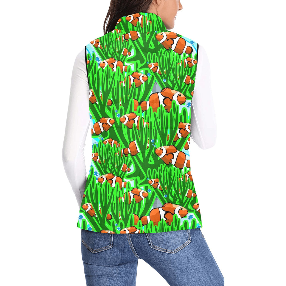 Clown Fish Pattern Print Design 01 Women's Padded Vest
