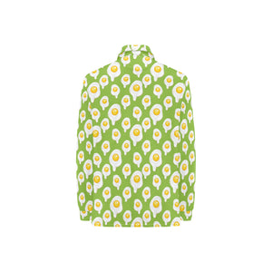 Fried Eggs Pattern Print Design 01 Women's Long Sleeve Polo Shirt