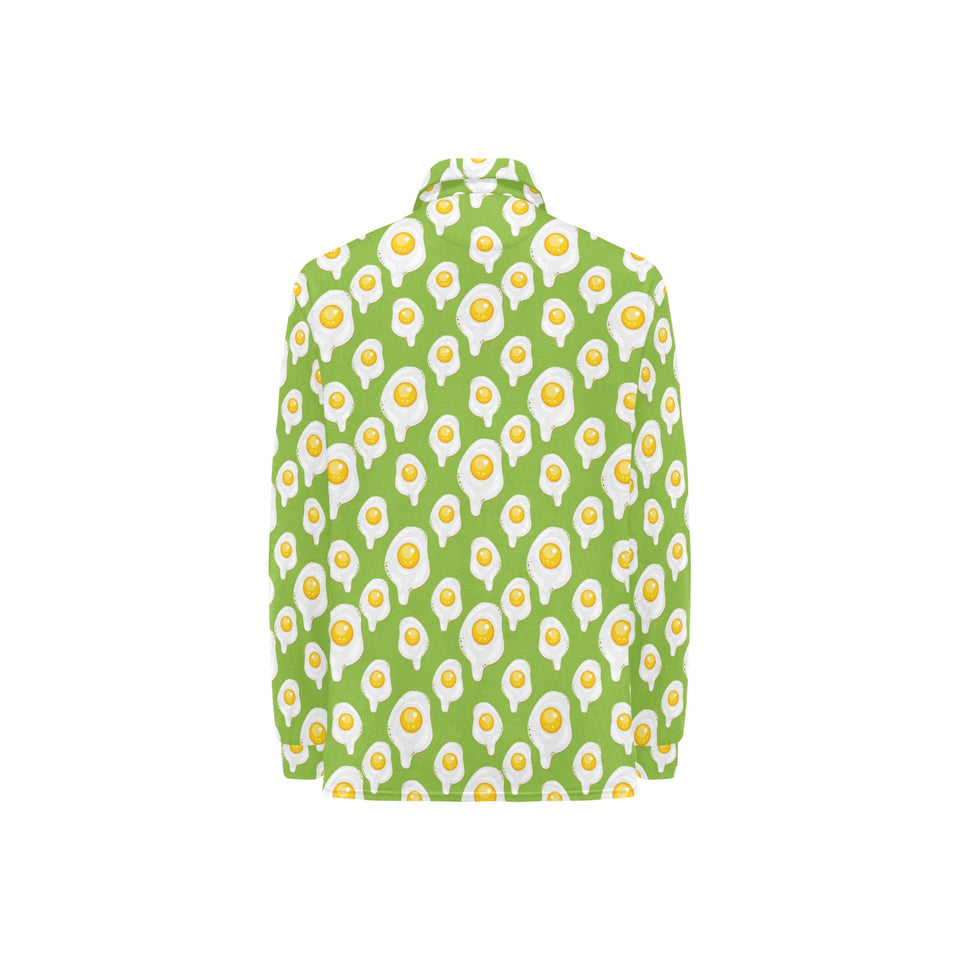 Fried Eggs Pattern Print Design 01 Women's Long Sleeve Polo Shirt