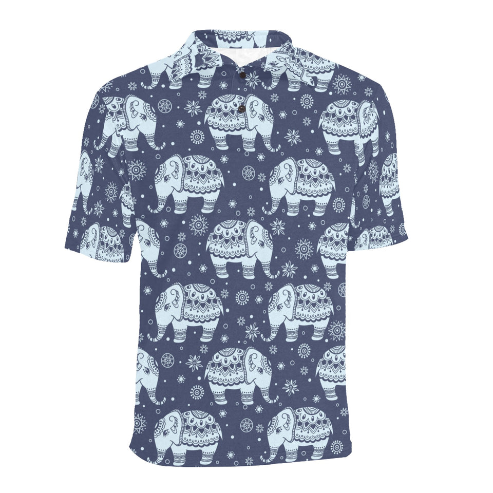 Elephant tribal design pattern Men's All Over Print Polo Shirt