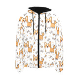 Cute corgi heart star bone pattern Men's Padded Hooded Jacket
