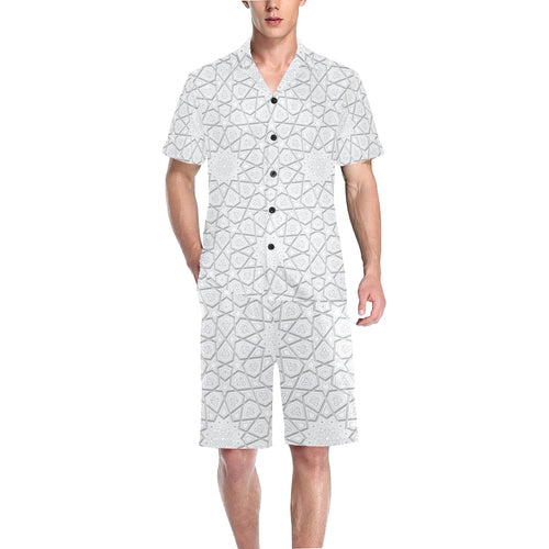 arabic star pattern Men's V-Neck Short Pajama Set