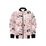 Cows milk product pink background Kids' Boys' Girls' Bomber Jacket