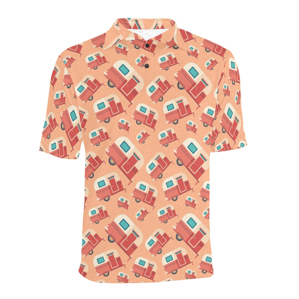 Camper Van Pattern Print Design 03 Men's All Over Print Polo Shirt