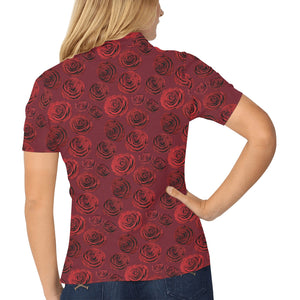Rose Pattern Print Design 03 Women's All Over Print Polo Shirt