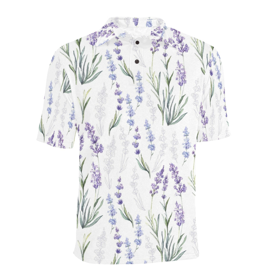 Hand painting Watercolor Lavender Men's All Over Print Polo Shirt