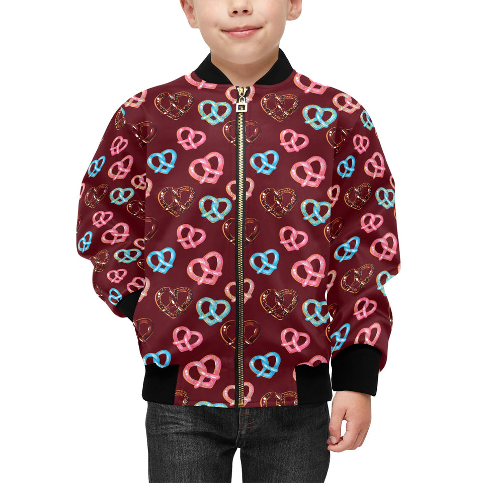Pretzels Pattern Print Design 05 Kids' Boys' Girls' Bomber Jacket