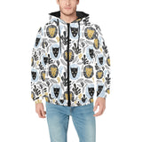Lion Pattern Print Design 05 Men's Padded Hooded Jacket