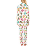 Color cute owl pattern Women's Long Pajama Set