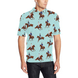 Horses running horses rider pattern Men's All Over Print Polo Shirt