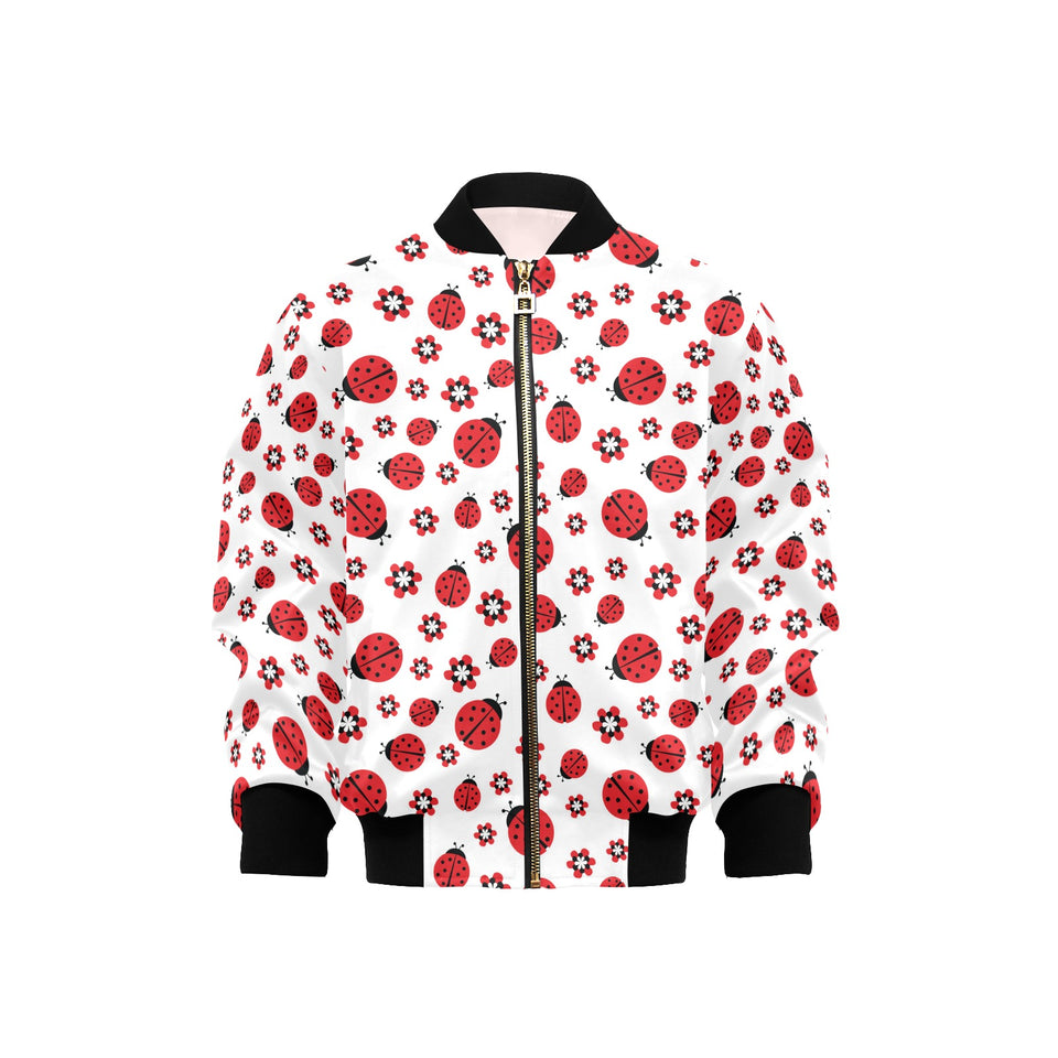 Ladybug Pattern Print Design 04 Kids' Boys' Girls' Bomber Jacket