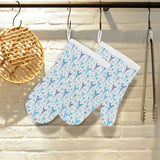 Blue Eiffel Tower Theme Pattern Print Design 01 Heat Resistant Oven Mitts