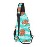 Octopuses sea wave background All Over Print Chest Bag
