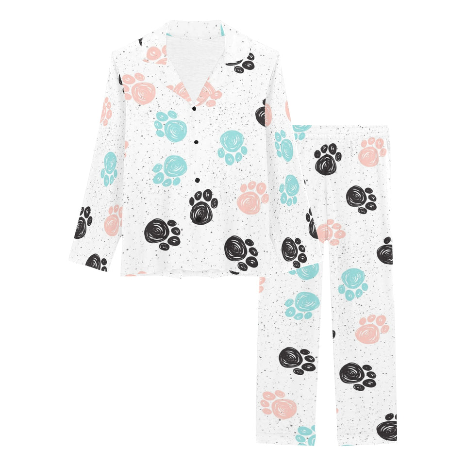 Dog Paws Pattern Print Design 04 Women's Long Pajama Set