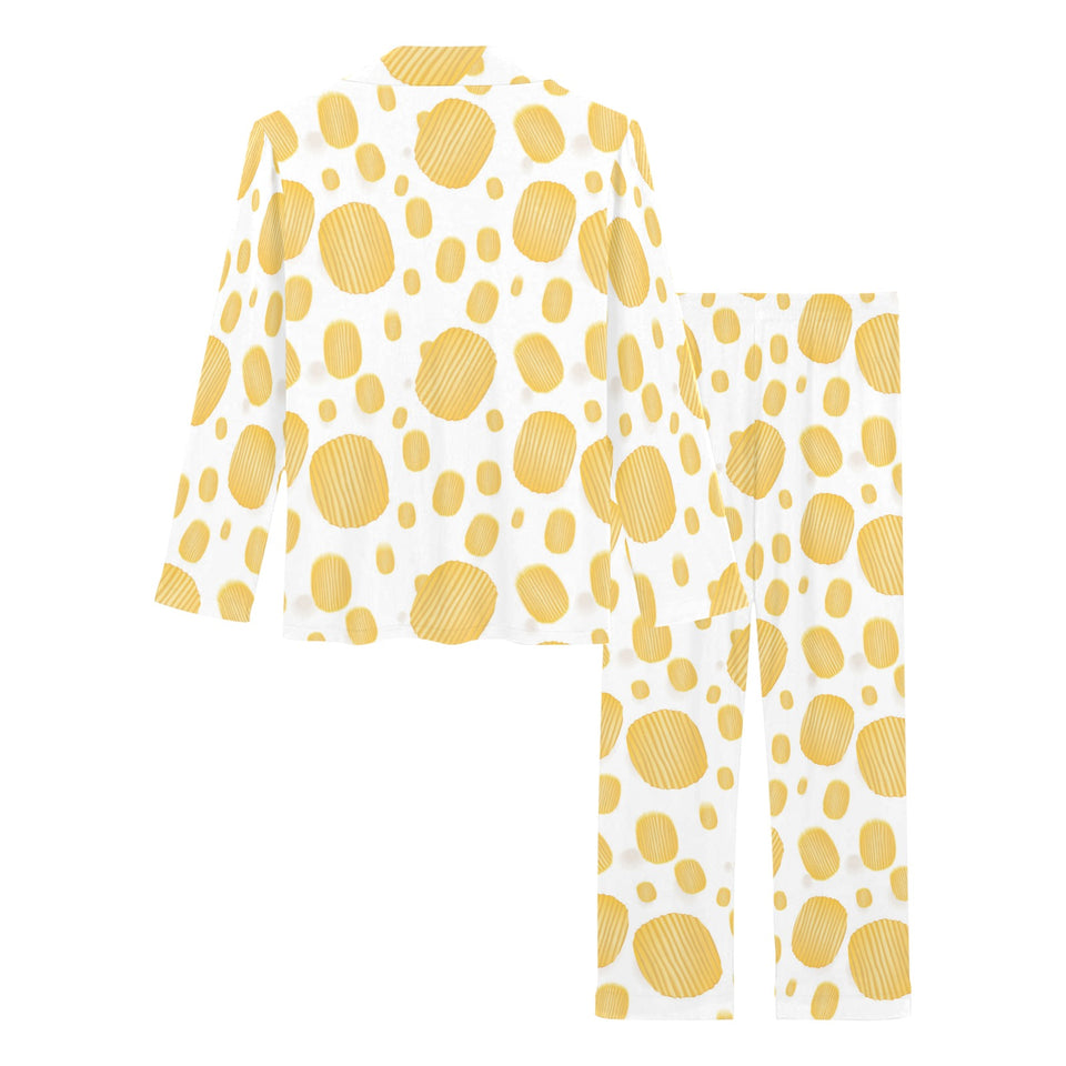 Potato Chips Pattern Print Design 03 Women's Long Pajama Set
