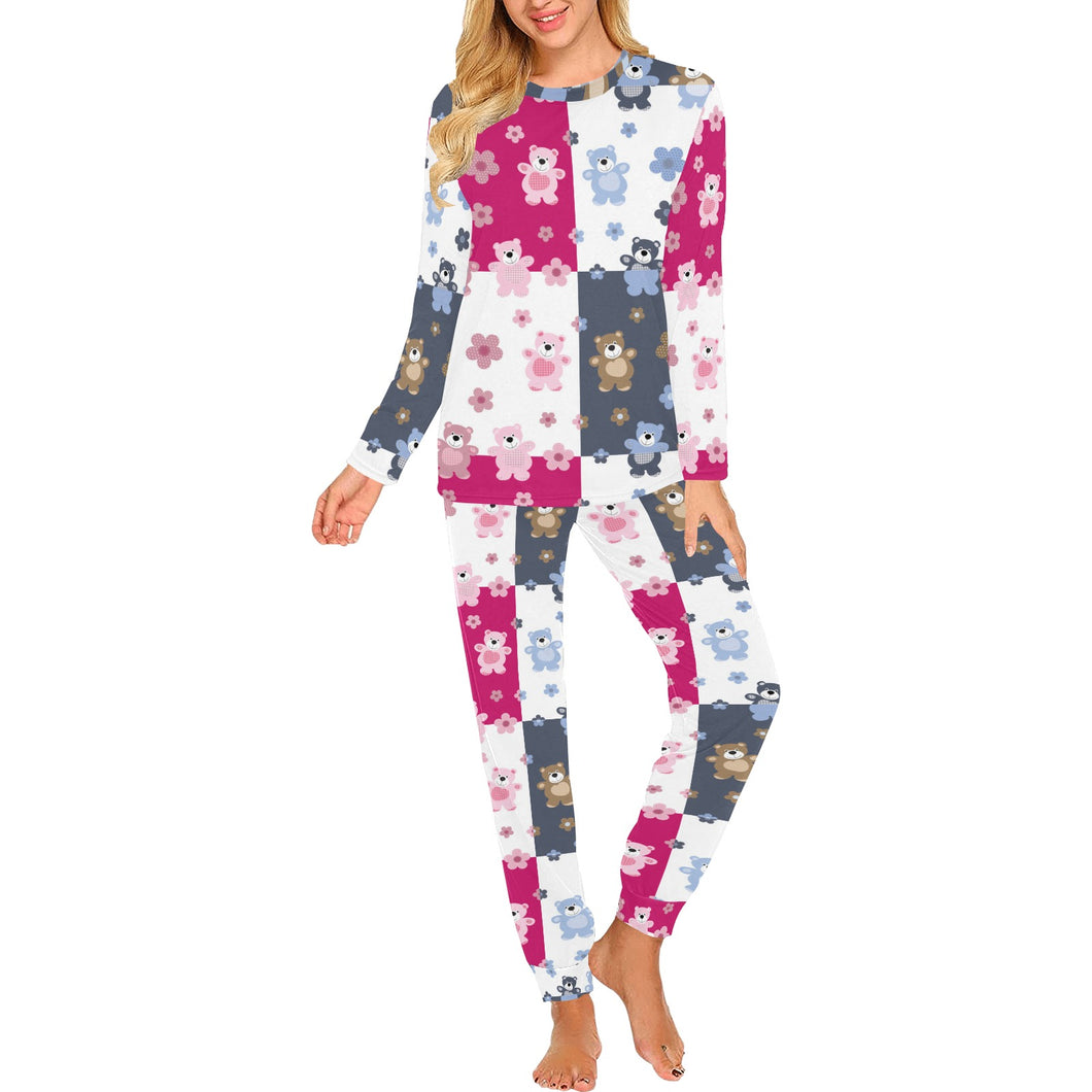 Teddy Bear Pattern Print Design 03 Women's All Over Print Pajama Set