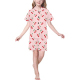 cherry pattern pink background Kids' Boys' Girls' V-Neck Short Pajama Set
