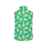 Pineapples pattern green background Women's Padded Vest