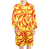 Fire flame design pattern Men's Long Sleeve Belted Night Robe