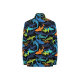 Colorful shark Women's Long Sleeve Polo Shirt