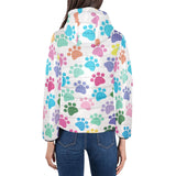 Dog Paws Pattern Print Design 01 Women's Padded Hooded Jacket