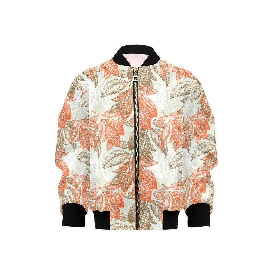 Cocoa beans Cocoa tree pattern Kids' Boys' Girls' Bomber Jacket