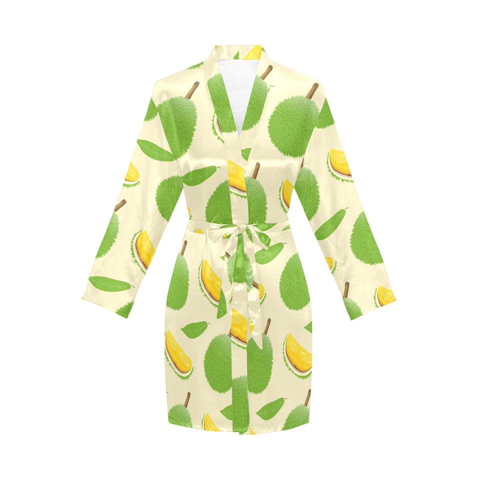 Durian pattern Women's Long Sleeve Belted Night Robe