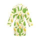 Durian pattern Women's Long Sleeve Belted Night Robe