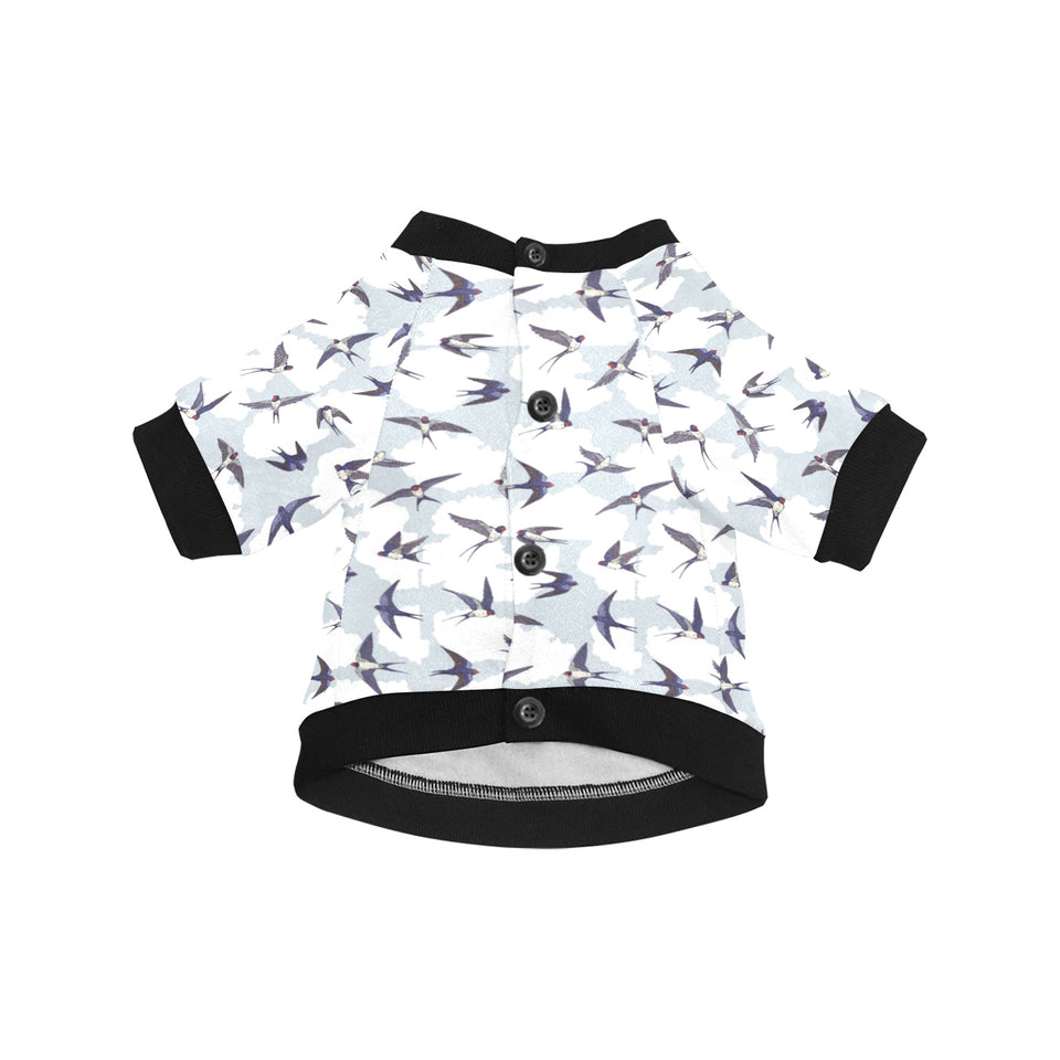Swallow Pattern Print Design 05 All Over Print Pet Dog Round Neck Fuzzy Shirt