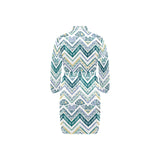 zigzag chevron paint design pattern Men's Long Sleeve Belted Night Robe