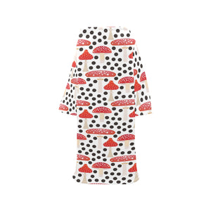 Red mushroom dot pattern Blanket Robe with Sleeves