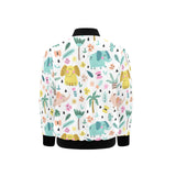 Cute elephants palm tree flower butterfly pattern Kids' Boys' Girls' Bomber Jacket