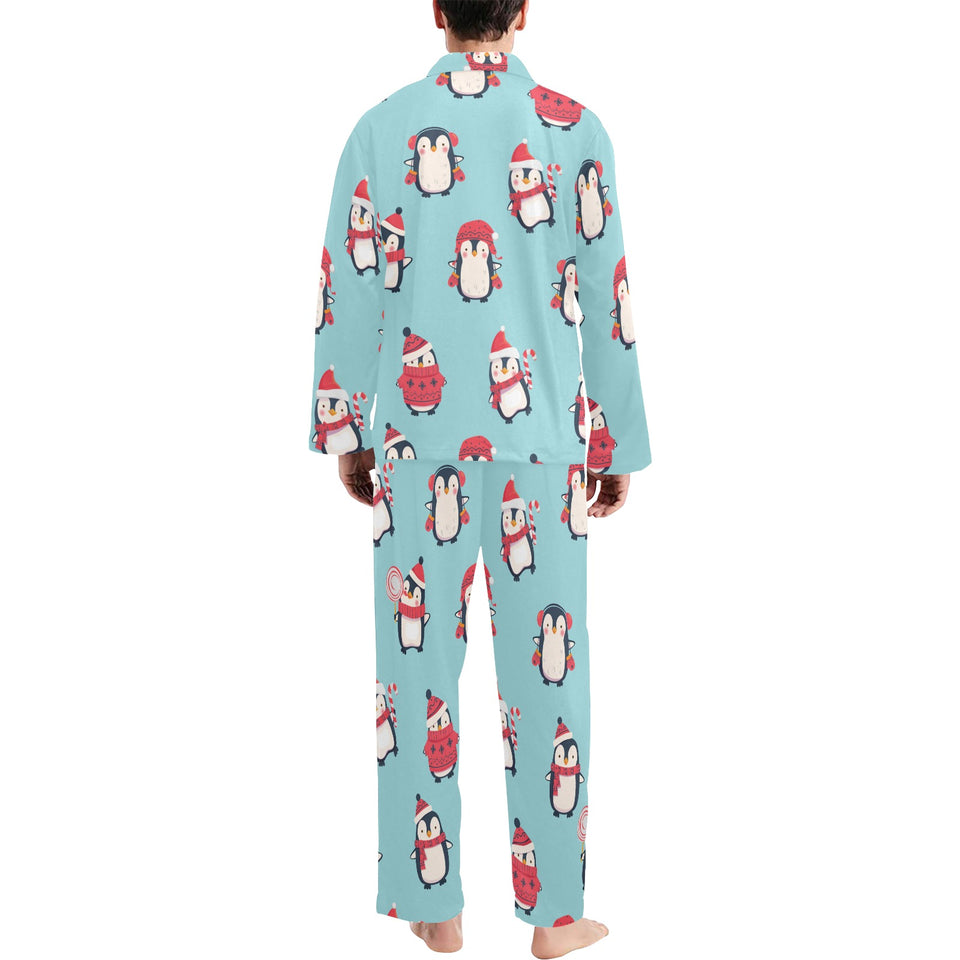 Cute penguin christmas design pattern Men's Long Pajama Set