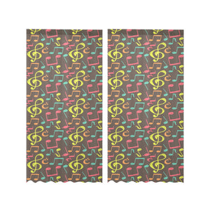 Music Notes Pattern Print Design 05 Gauze Curtain