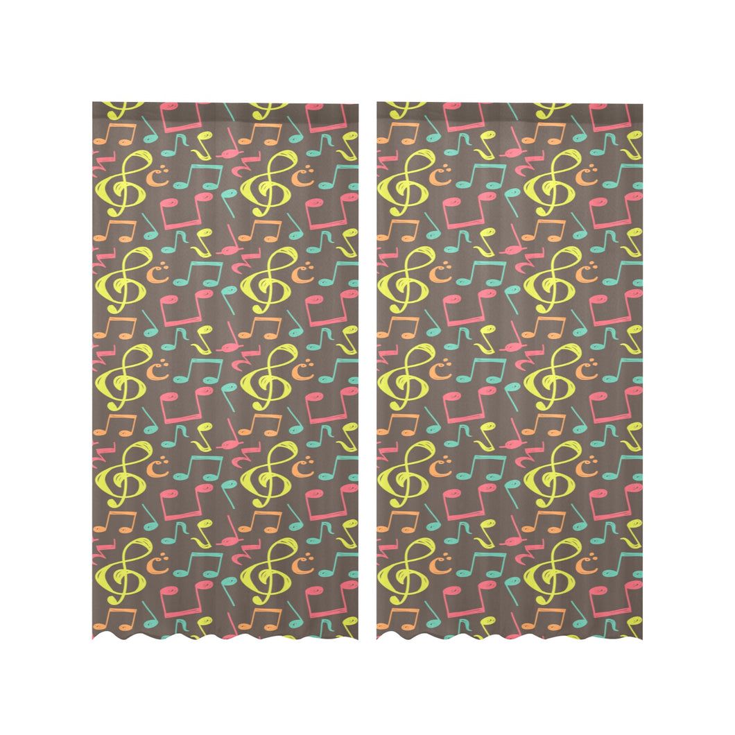 Music Notes Pattern Print Design 05 Gauze Curtain