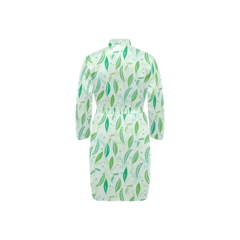 Green Peas Pattern Print Design 01 Men's Long Sleeve Belted Night Robe