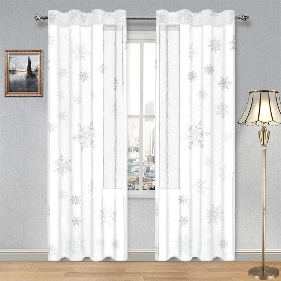 Snowflake pattern white background Gauze Curtain