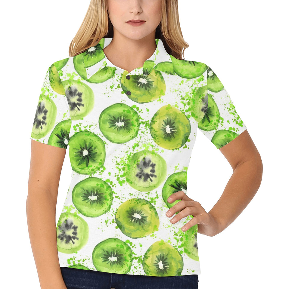 Watercolor kiwi pattern Women's All Over Print Polo Shirt