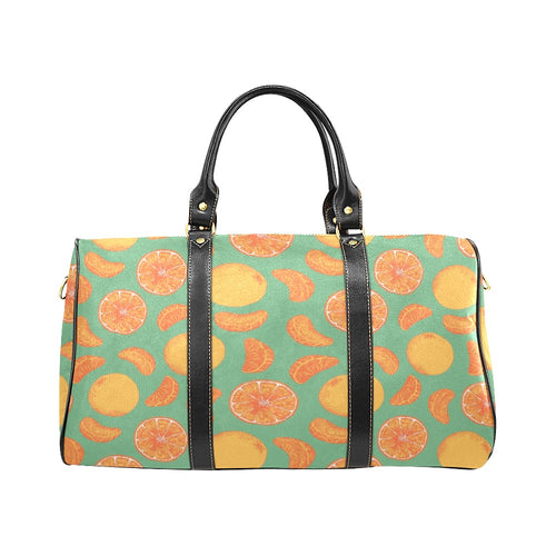 orange fruit pattern green background Travel Bag