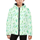 Green Peas Pattern Print Design 01 Kids' Boys' Girls' Padded Hooded Jacket