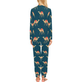 Camel pattern blue blackground Women's All Over Print Pajama Set