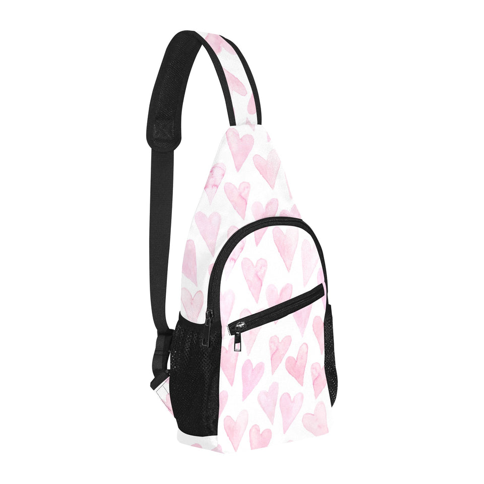 Watercolor pink heart pattern All Over Print Chest Bag
