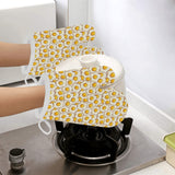 Fried Eggs Pattern Print Design 02 Heat Resistant Oven Mitts