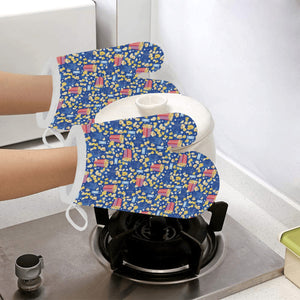 Popcorn Pattern Print Design 01 Heat Resistant Oven Mitts