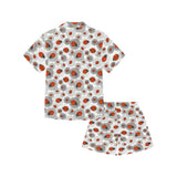 Ladybug Pattern Print Design 05 Kids' Boys' Girls' V-Neck Short Pajama Set