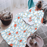 Bowling ball bowling pins blue blackground Blanket Robe with Sleeves