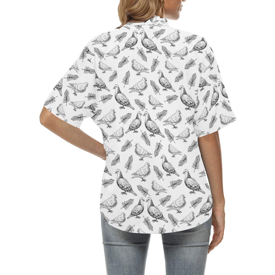 Pigeon Pattern Print Design 05 Women's All Over Print Hawaiian Shirt
