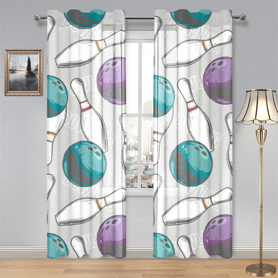 Bowling ball and pin gray background Gauze Curtain