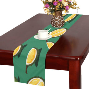 Durian pattern green background Table Runner